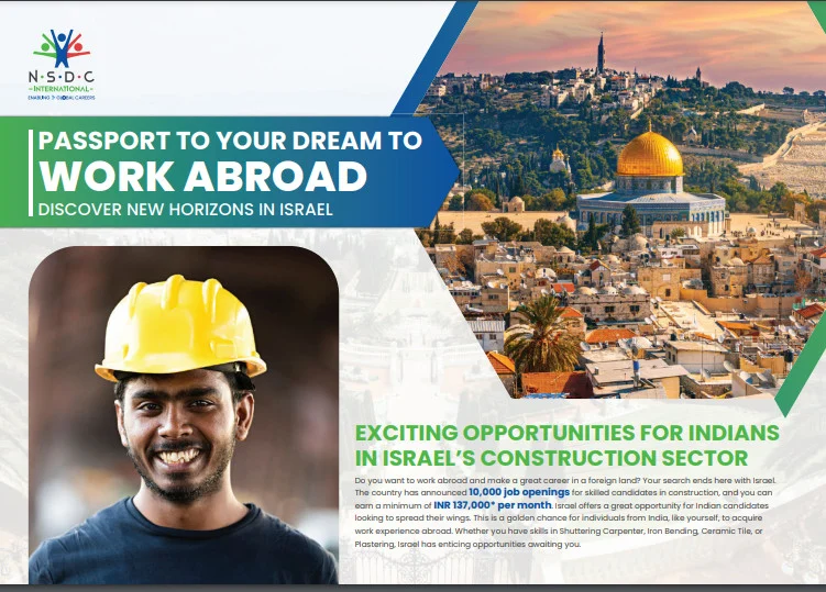 Worker promoting construction job opportunities in Israel